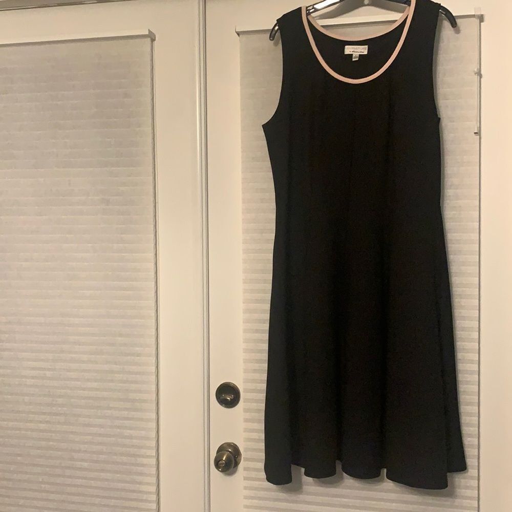 Black Pink Trim A‎ Line Dress Signature by Robbie Bee Large